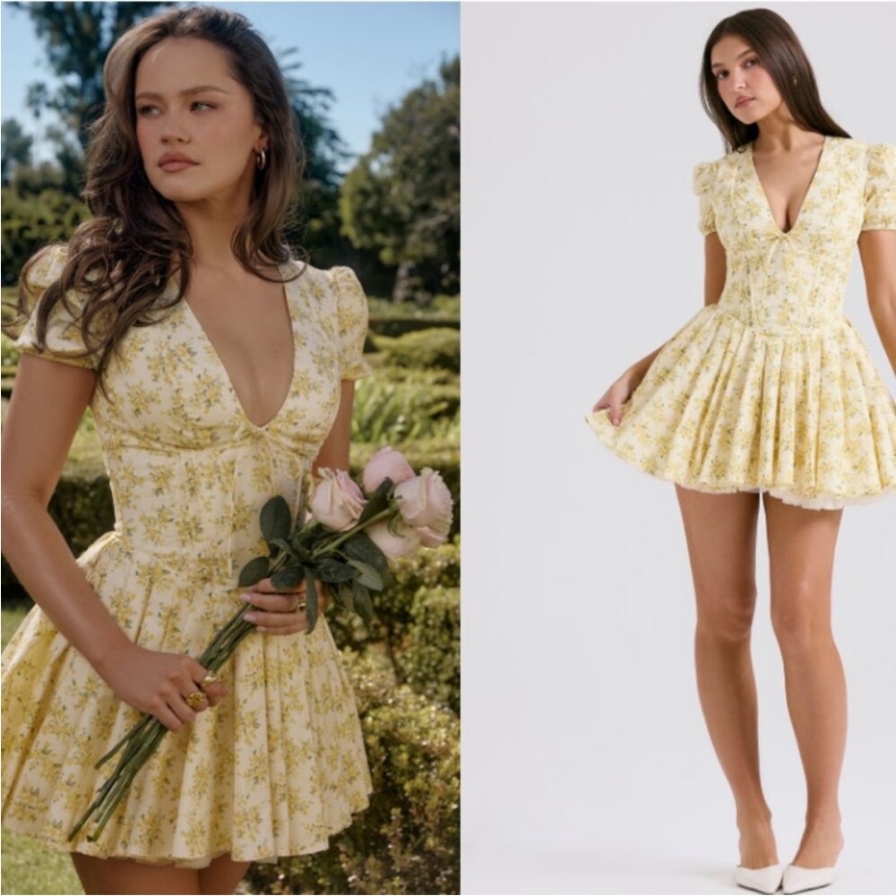 House of CB London Small Imani Buttercup Mini Dress Cotton - Picture 4 of 9